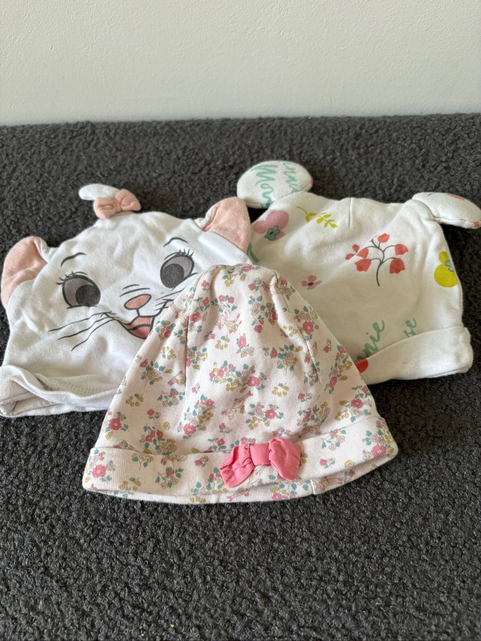 Lot de 3 bonnets bébé fille Disney & Mon Premier Major 0-3 mois
